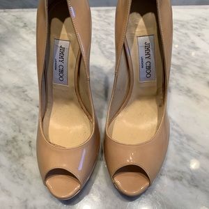 Jimmy Choo patent leather peep toe heels size 38